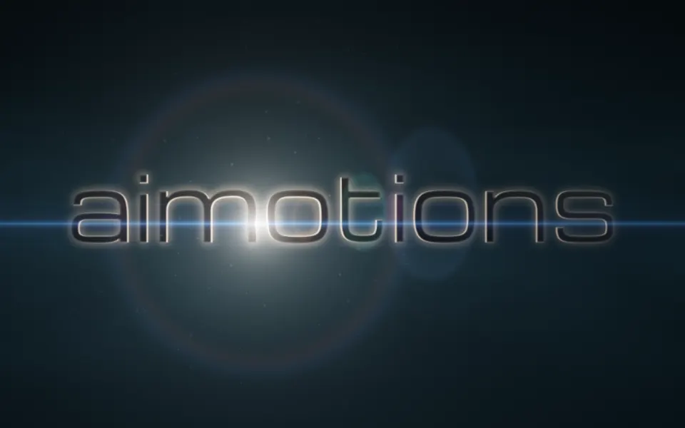 Anamorphic Lens Flare text animation: the word aimotions animated in this style
