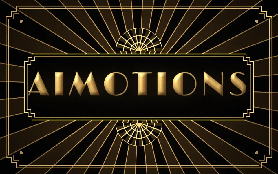 Art Deco Sunburst text animation: the word aimotions animated in this style