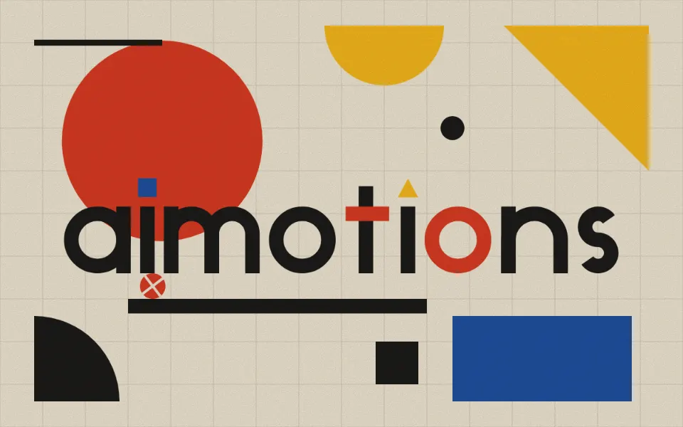 Bauhaus Geometry text animation: the word aimotions animated in this style