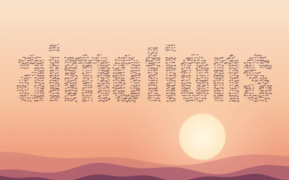 Murmuration Flock text animation: the word aimotions animated in this style