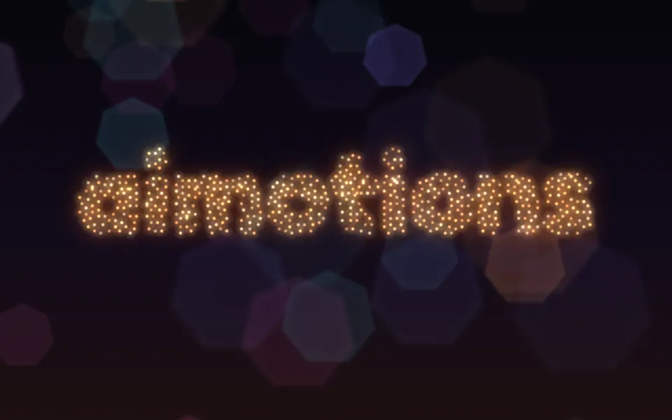 Bokeh Focus Pull text animation: the word aimotions animated in this style
