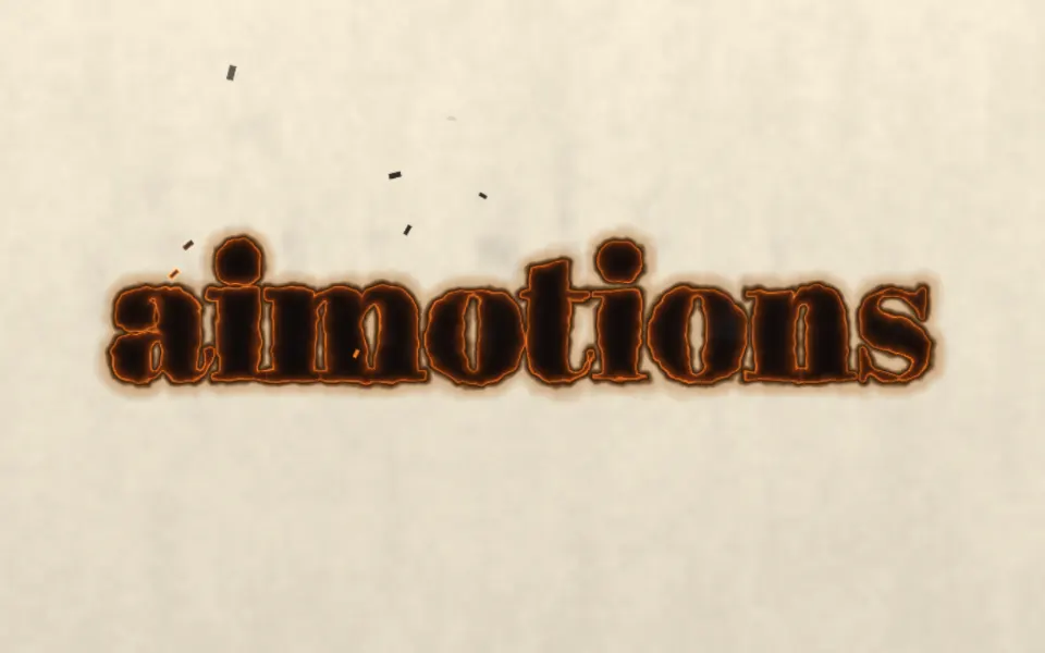 Burning Paper text animation: the word aimotions animated in this style