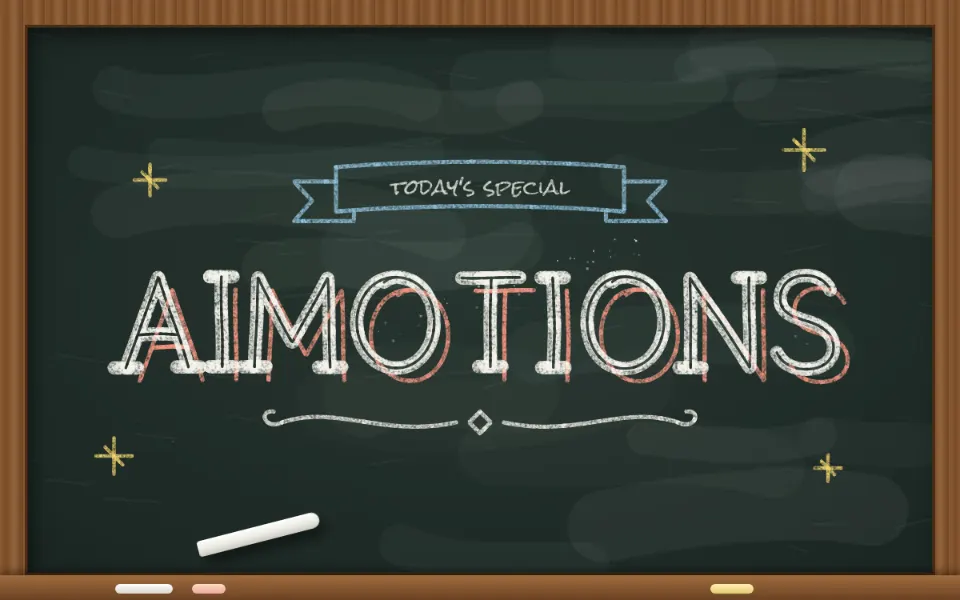 Chalkboard Lettering text animation: the word aimotions animated in this style