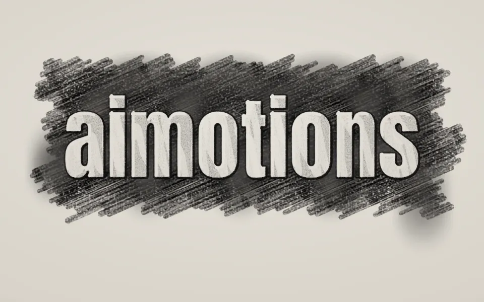 Charcoal Lift-Out text animation: the word aimotions animated in this style
