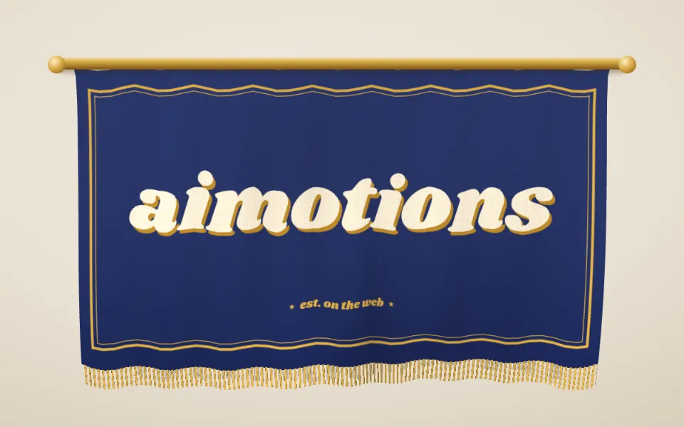 Cloth Banner Wind text animation: the word aimotions animated in this style