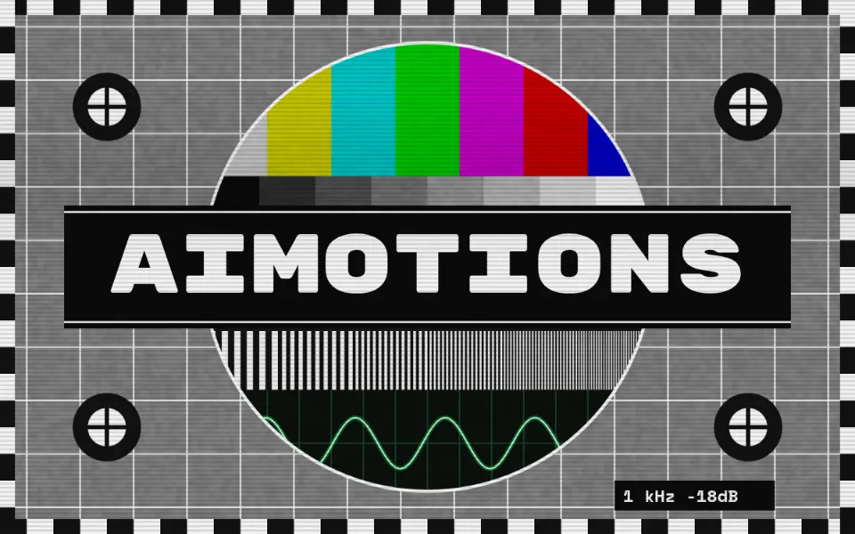 Color Bars & Test Card Ident text animation: the word aimotions animated in this style