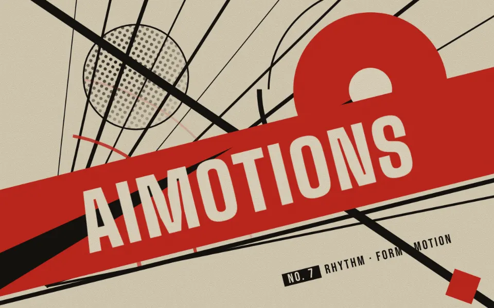 Constructivist Poster text animation: the word aimotions animated in this style