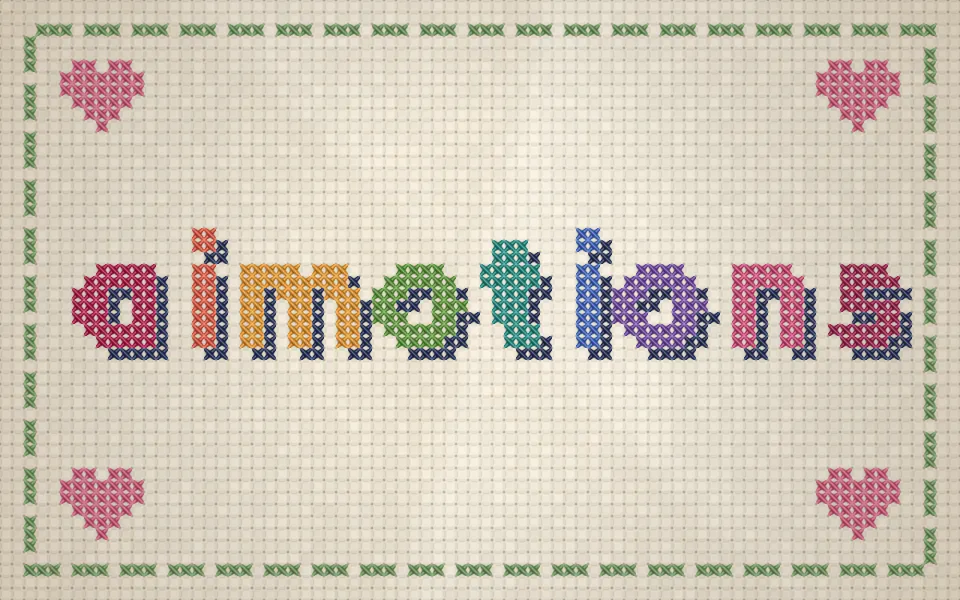 Cross-Stitch Sampler text animation: the word aimotions animated in this style