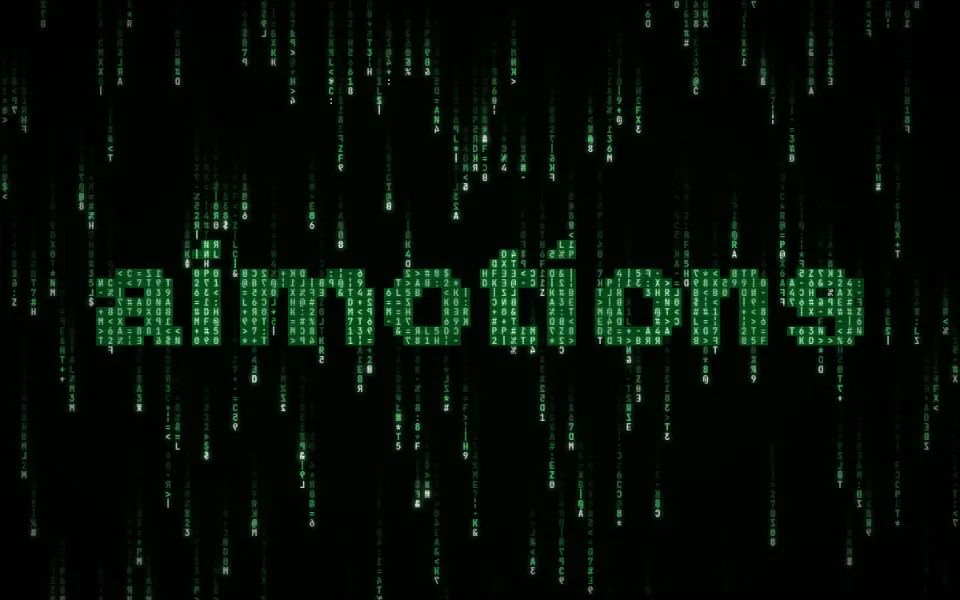 Digital Rain text animation: the word aimotions animated in this style
