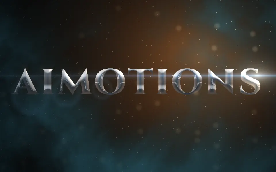 Epic Trailer Title text animation: the word aimotions animated in this style
