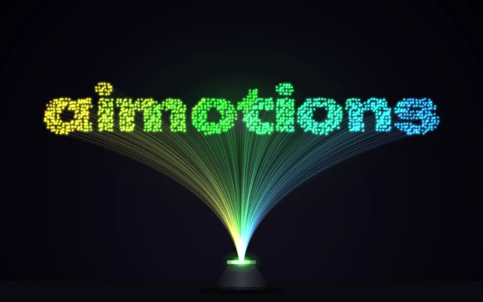 Fiber Optic Lamp text animation: the word aimotions animated in this style