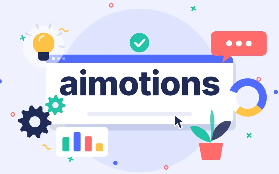 Flat Explainer Animation text animation: the word aimotions animated in this style