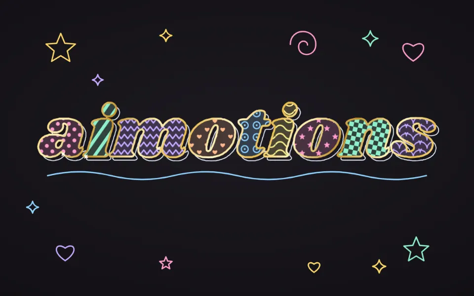 Gel Pen on Black Paper text animation: the word aimotions animated in this style