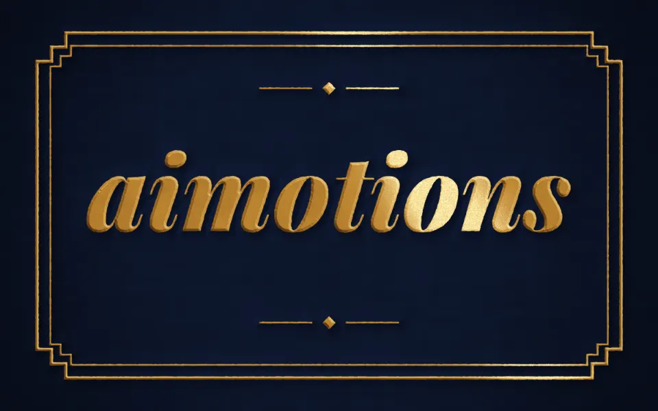 Gold Foil Emboss text animation: the word aimotions animated in this style