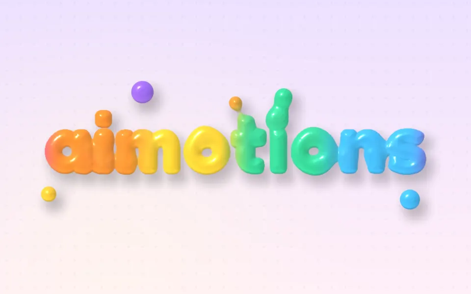 Gooey Candy Metaballs text animation: the word aimotions animated in this style