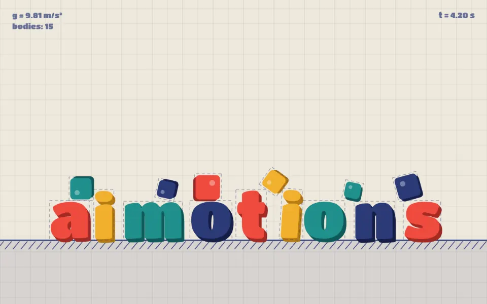 Gravity Drop Physics text animation: the word aimotions animated in this style