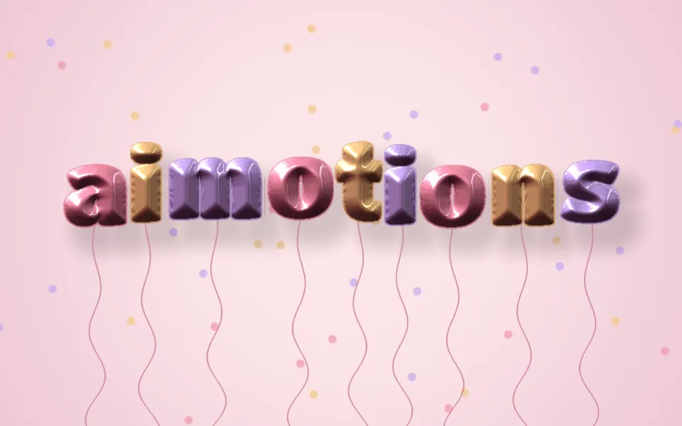 Inflated Foil Balloon Letters text animation: the word aimotions animated in this style