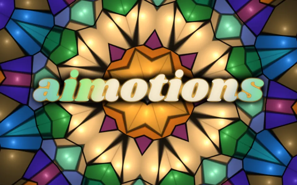 Kaleidoscope text animation: the word aimotions animated in this style