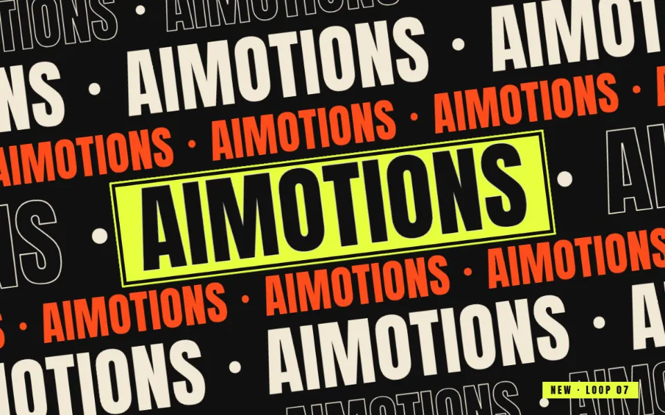 Marquee Poster Rows text animation: the word aimotions animated in this style