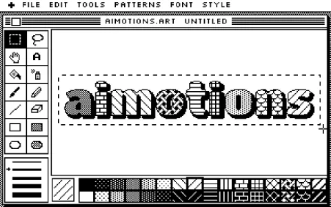 Preview frame of the 1-bit Paint Program animated text effect
