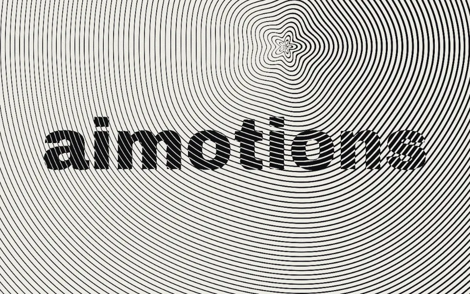 Op Art Moiré text animation: the word aimotions animated in this style