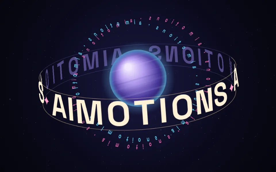 Orbiting Text Rings text animation: the word aimotions animated in this style