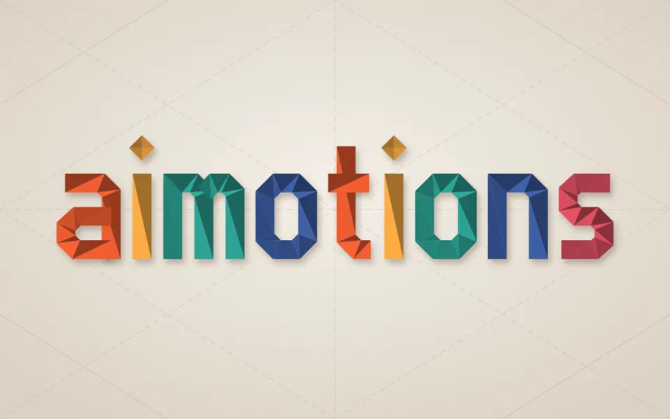 Origami Fold text animation: the word aimotions animated in this style