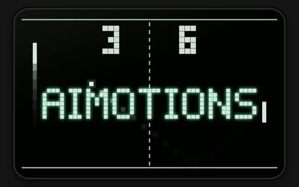 Paddle Tennis Phosphor text animation: the word aimotions animated in this style