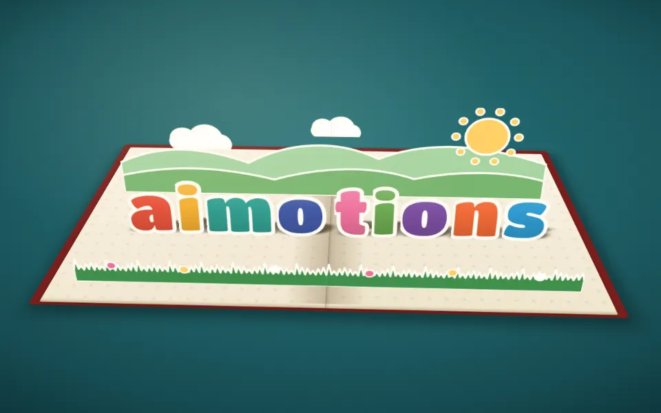 Pop-Up Book text animation: the word aimotions animated in this style
