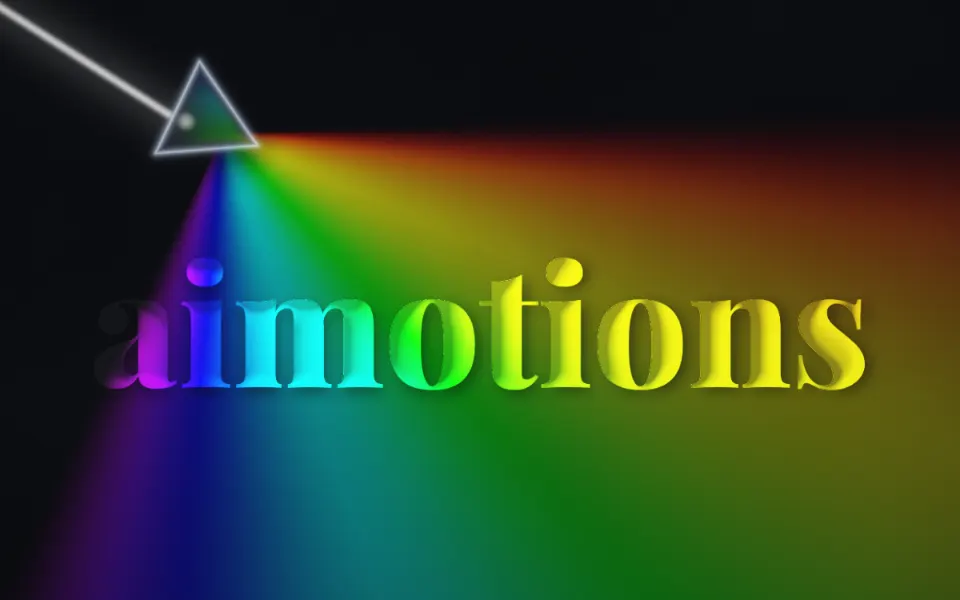 Prism Dispersion text animation: the word aimotions animated in this style