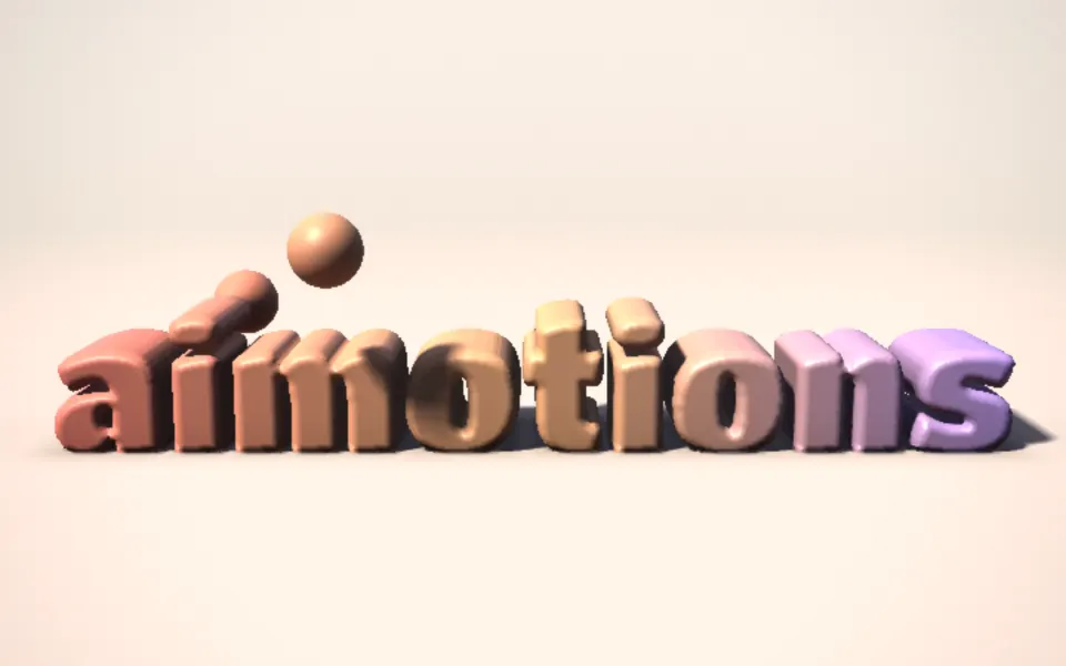 Raymarched Clay Blobs text animation: the word aimotions animated in this style