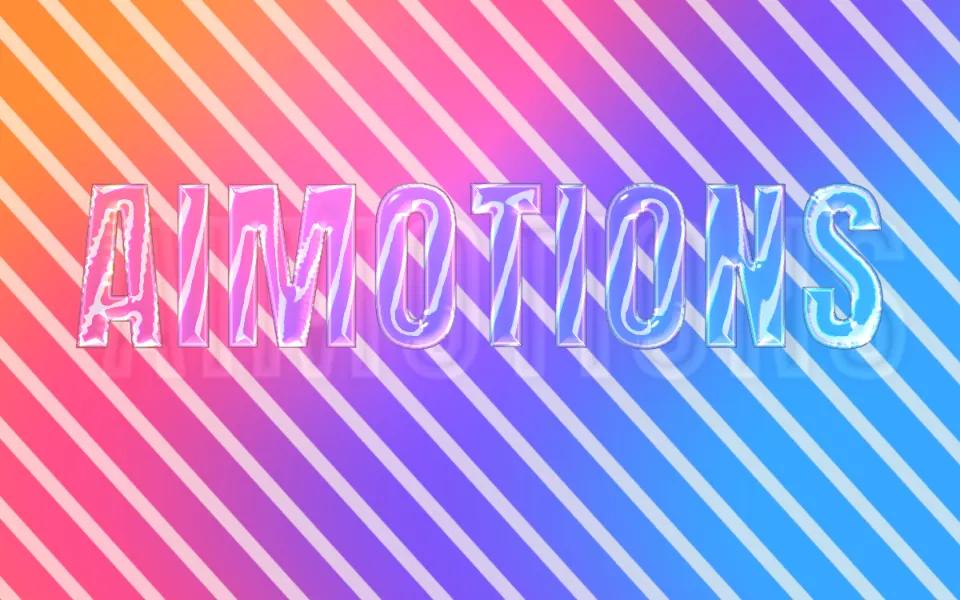 Refractive Glass Letters text animation: the word aimotions animated in this style