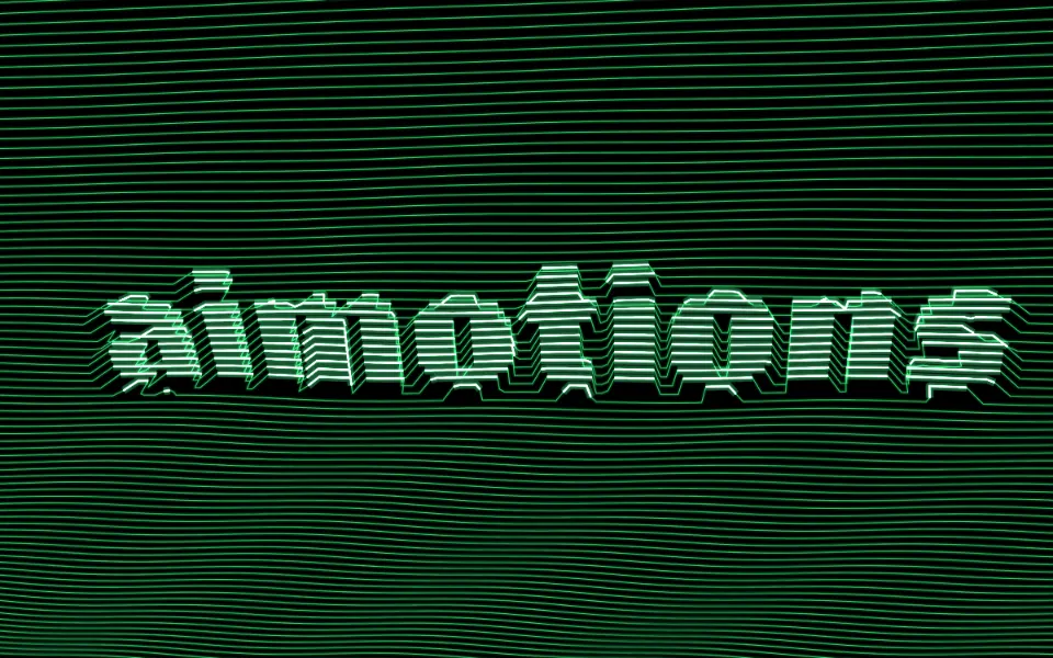 Scanline Relief Synth text animation: the word aimotions animated in this style