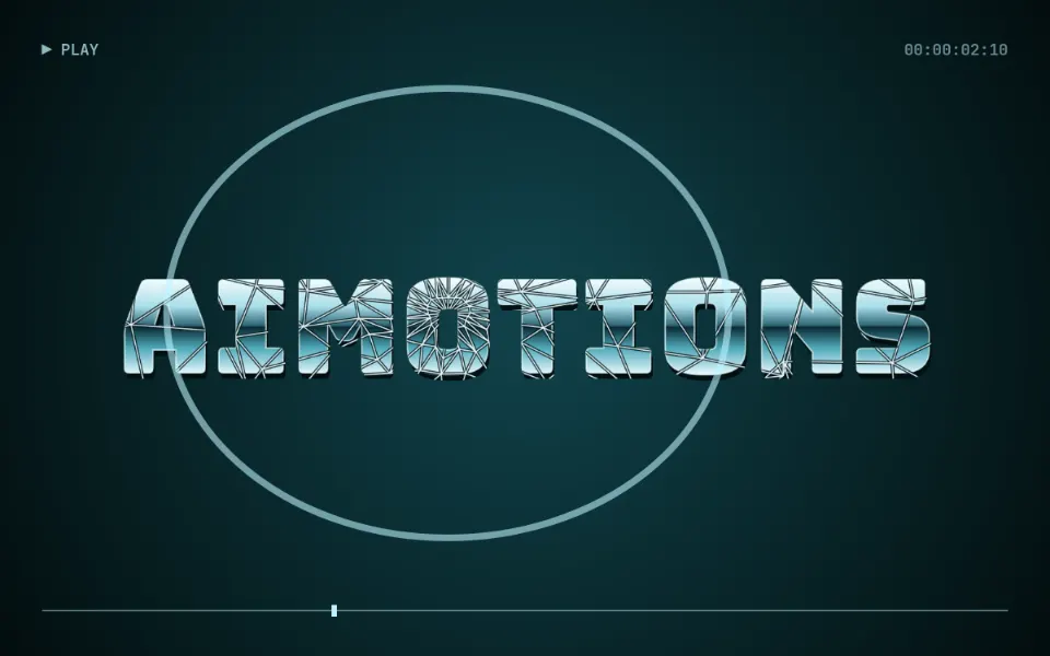 Shatter & Rewind text animation: the word aimotions animated in this style