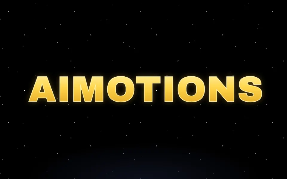 Space Opera Crawl text animation: the word aimotions animated in this style