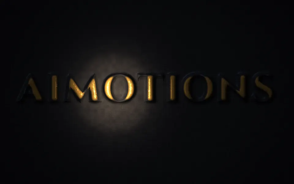 Flashlight Emboss Reveal text animation: the word aimotions animated in this style