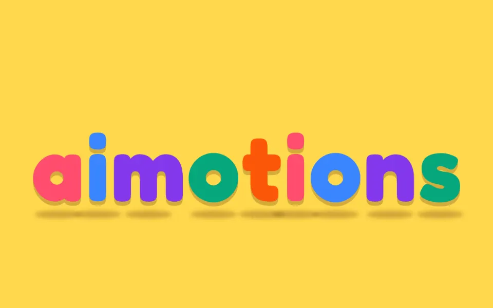 Squash & Stretch Bounce text animation: the word aimotions animated in this style