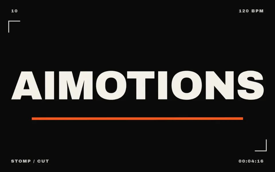 Stomp Cut Edit text animation: the word aimotions animated in this style