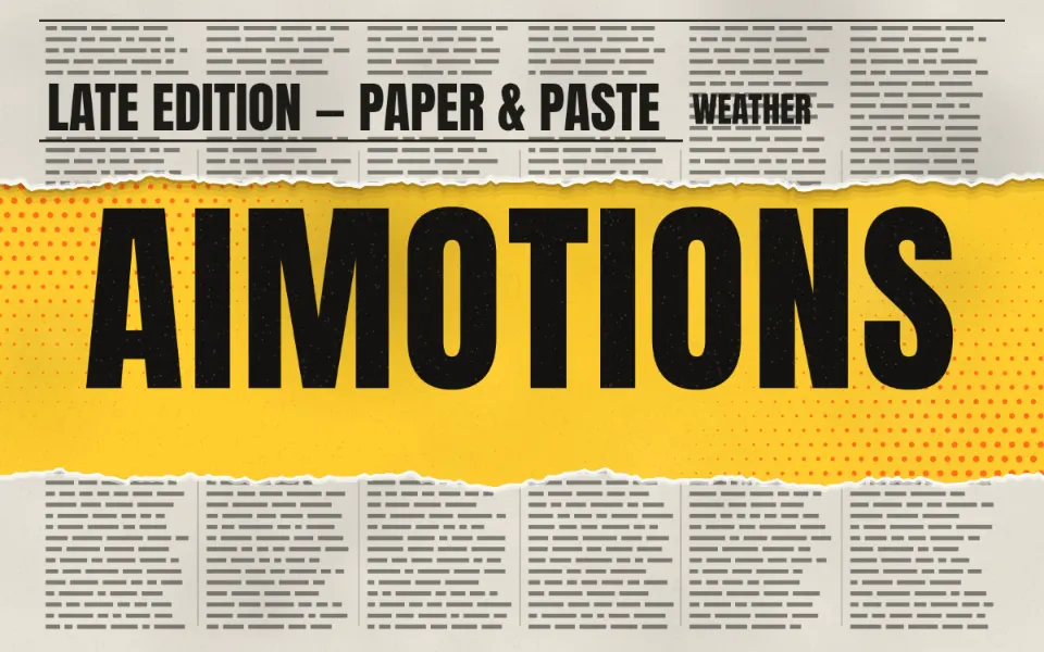 Torn Paper Collage text animation: the word aimotions animated in this style