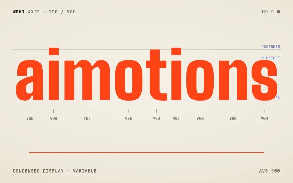 Variable Weight Wave text animation: the word aimotions animated in this style