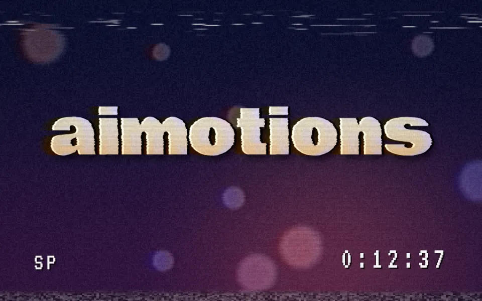 Videotape Tracking Error text animation: the word aimotions animated in this style