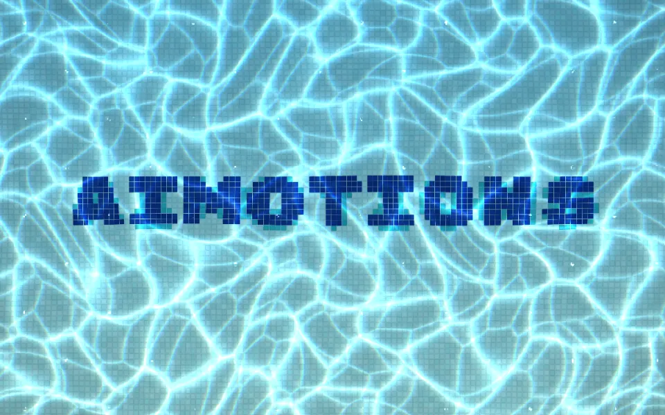 Pool Water Caustics text animation: the word aimotions animated in this style