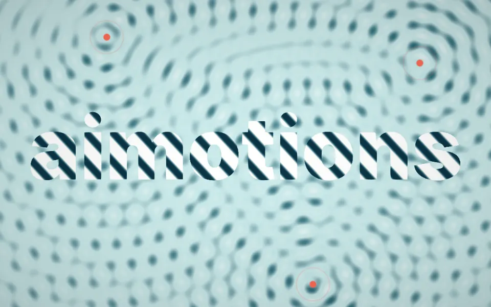 Ripple Tank Interference text animation: the word aimotions animated in this style